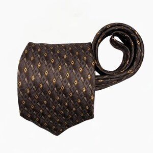 Vintage Today's Man 100% Silk Tan Gold & Blue Tie Made in Italy 60"x4" #386